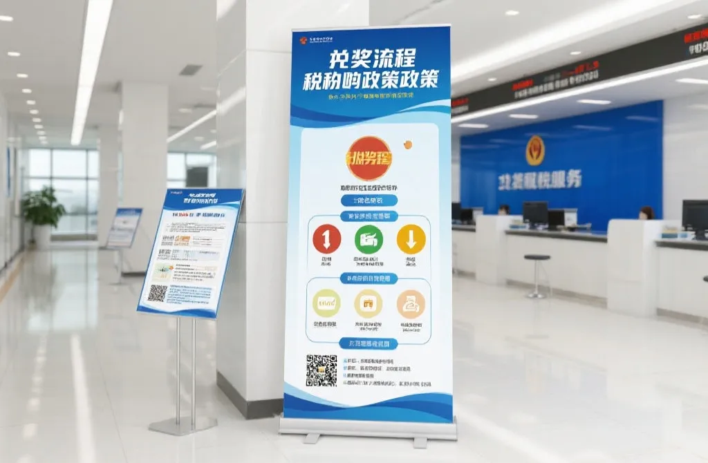 展示兑奖流程指引与税务政策宣传资料